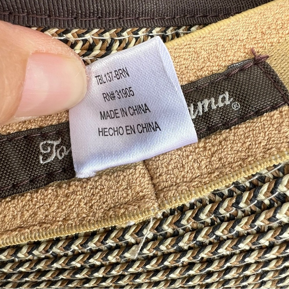 Tommy Bahama Womens Packable Adjustable Visor Woven TieBack Open Top Navy Beige - Picture 5 of 6